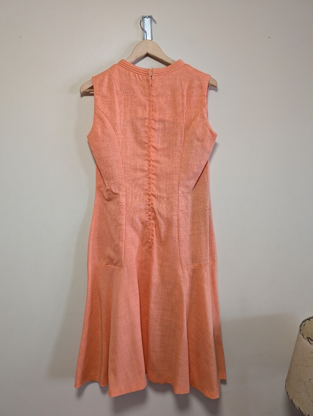 Vintage Handmade Linen Cotton Dress Peach Sleeveless Midi M - Picture 8 of 8